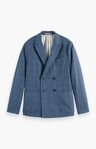 New Arrivals Mens: Scotch & Soda Blue Check Double-Breasted Blazer