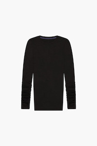 REBE Black Ruched Long Sleeve Tee