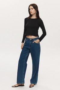 Denim: Marle Heritage Blue Wide Leg Jean