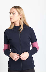 Womens Hoodie: Akaroa 2.0 Zip Hoodie | Navy/Orchid