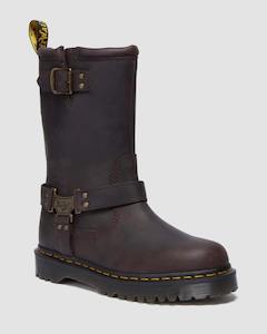 Dr. Martens Anistone Hi Pull On Boot - Dark Brown Burnished Waxy Pull Up