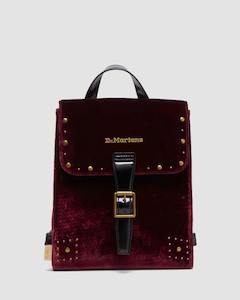 Dr. Martens Mini Velvet Backpack - Cherry Red Velvet & Black PU