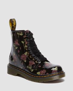 Dr. Martens Junior 1460 Pascal Boot - Decayed Rose Print Patent Lamper