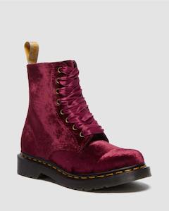 Dr. Martens 1460 Pascal Velvet Vegan Boot - Cherry Red Velvet