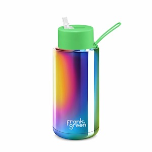 Clothing: Frank Green Chrome Rainbow Ceramic Reusable Bottle with Straw Lid 1,000ml (34oz)