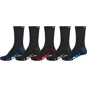 Globe Boys Multi Stripe Crew Socks 5 Pack Black