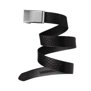 Clothing: Mission Belt Steel Buckle / 40mm Black Caddy Embossed Full Grain Leather Belt