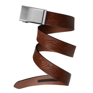 Mission Belt Steel Buckle / 40mm Brown Tobacco Topo Embossed Full Grain Leather Belt