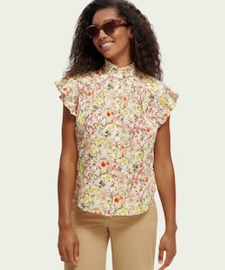 Womenswear: MAISON PRINTED FLUTTER SLEEVE SHIRT