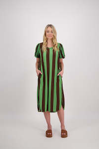 Briarwood Petra Dress-choc/green Stripe