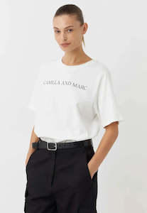 Womenswear: CAMILLA & MARC ASHER TEE-WHITE w BLACK