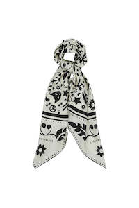 Womenswear: KAREN WALKER FILIGREE CLASSIC SILK SCARF-CREAM/BLACK