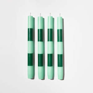 FAZEEK STRIPED DINNER CANDLES-JADE&GREEN