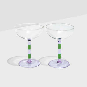 Fazeek Stripe Couples Glass-lilac&green