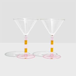 Fazeek Stripe Martini Glasses-pink&amber