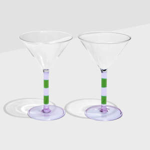 FAZEEK STRIPE MARTINI GLASSES-LILAC&GREEN