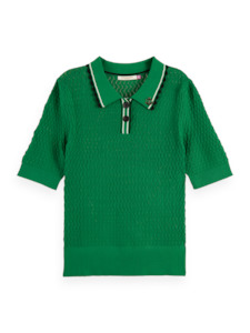 Scotch&soda Pointelle Collared Knitted Tee