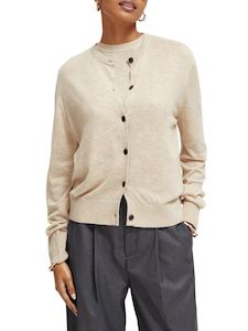 Womenswear: SCOTCH & SODA CREW NECK CARDIGAN-OATMEAL