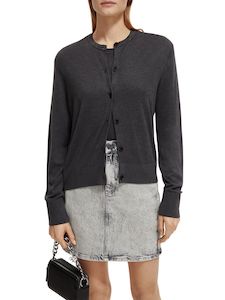 SCOTCH & SODA CREW NECK CARDIGAN-CHARCOAL