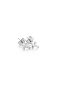 STOLEN TINY CROSS SILVER EARRING