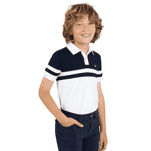 Maximilian Equestrian YR Glee Polo Shirt (White/Navy)