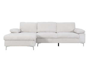 Internet only: Kaveah Corduroy Sectional Sofa White