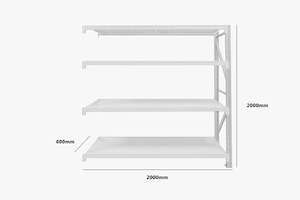 Longspan Shelving 2M - Add-on Bay 4 Layer Grey White