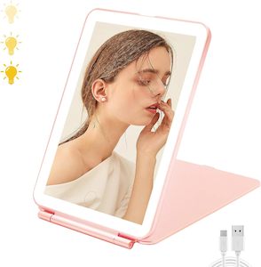 DS BS Travel Mirror Rechargeable Makeup Mirrors-Pink