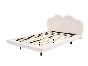 Internet only: DS Joleen Bed Frame Queen Boucle Cream