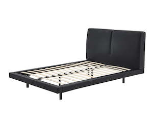 DS Priscilla Bed Frame Queen PU Black