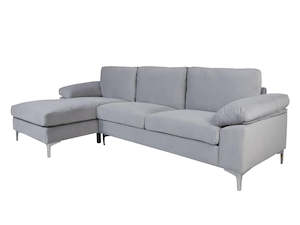 Kaveah Velvet Sectional Sofa with Left Chaise Grey