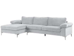 Internet only: New Ronni Sectional Sofa with Left Chaise Velvet Grey