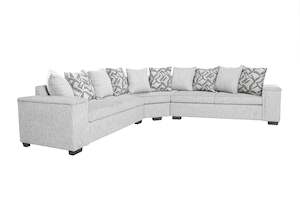 DS NZ made Ella corner sofa comfy silver with pattern cushions (Michigan)