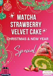 Matcha Strawberry Velvet Roll Cake (Pre-Order)