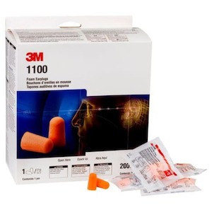 3M 1100 Uncorded Foam Earplugs 200-Box