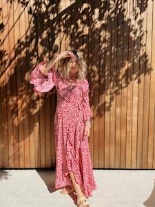 Alice Wrap Dress | Pink Ikat