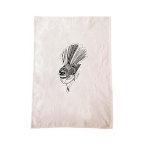 Screen printing: Fantail/Pīwakawaka Tea Towel