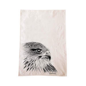 Screen printing: Kārearea/NZ Falcon Tea Towel