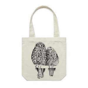 Screen printing: Morepork/Ruru Tote Bag