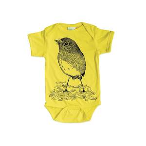 North Island Robin/toutouwai Organic Cotton Baby Onesie