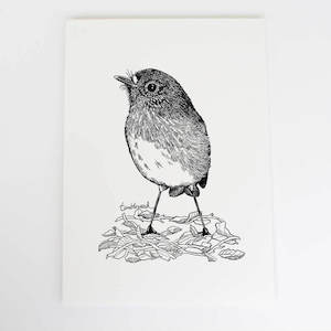 Screen printing: North Island Robin/toutouwai Art Print