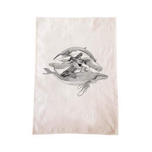 Screen printing: Whales Tea Towel