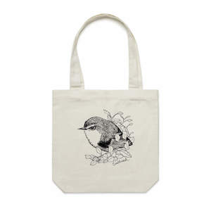 Screen printing: Titipounamu/rifleman organic tote bag