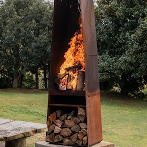 Flare Martello Freestanding Corten Steel Outdoor Wood Fire