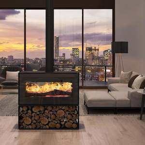 VisionLine Taurus Freestanding Double Sided Wood Fire Package