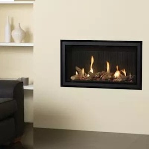 Gazco Studio 1 Slimline Direct Vent LPG Fire, Black Glass Frame & Flue Package (…