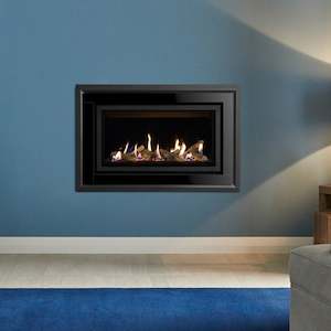 Gazco Studio 1 Slimline Direct Vent NG Fire, Black Glass Frame & Flue Package (i…