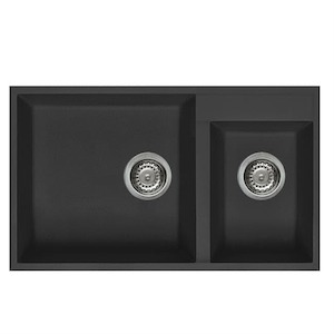 Mercer Duro Granite Milan Bowl & 3/4 Sink - Black DG270U-B