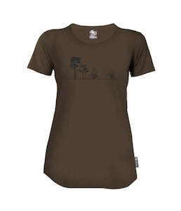 Merino Ladies Treescape Tee. Made in New Zealand.