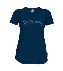 Merino Ladies Mountain Peaks Tee. Made in New Zealand.